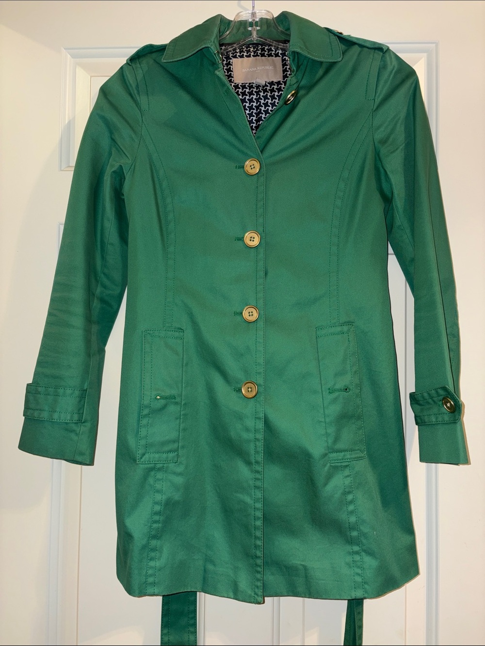 Banana Republic Emerald Green Single-Breasted Trench Coat